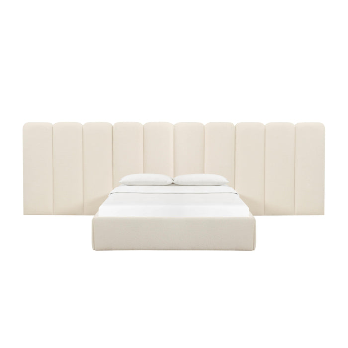 Palani Cream Boucle King Bed with Wings - Home And Beyond