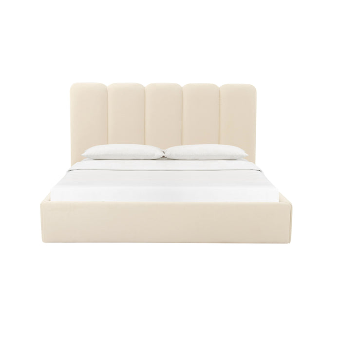 Palani Cream Velvet King Bed - Home And Beyond