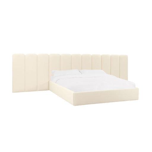 Palani Cream Velvet King Bed with Wings image