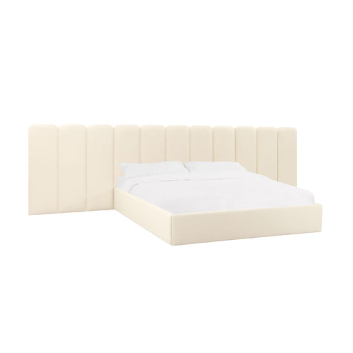Palani Cream Velvet Queen Bed with Wings image