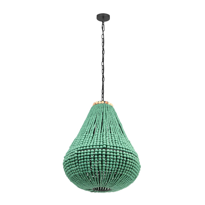 Palani Green Wooden Bead Chandelier - Home And Beyond