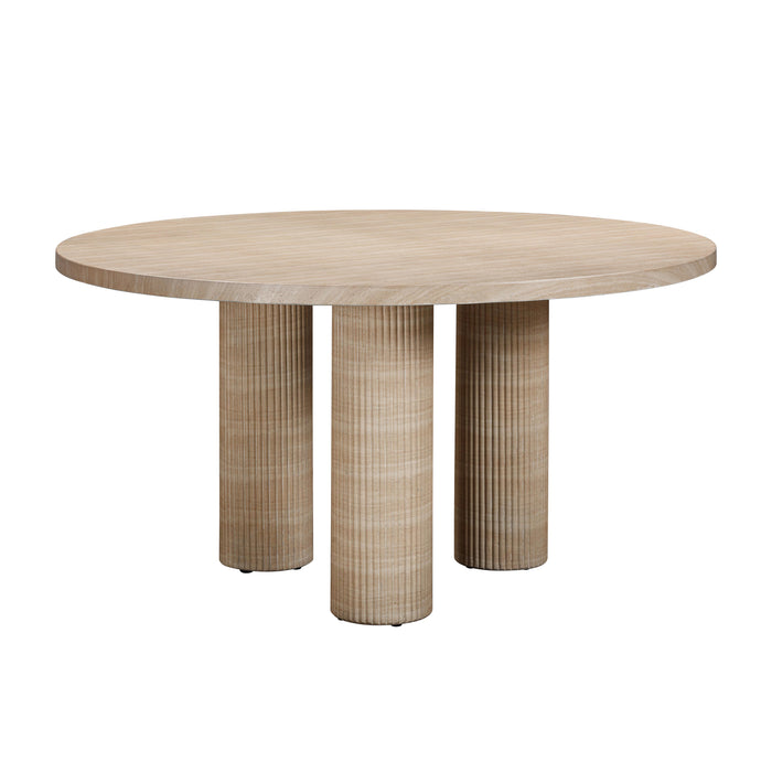 Patti Textured Faux Travertine Indoor / Outdoor Round Dining Table