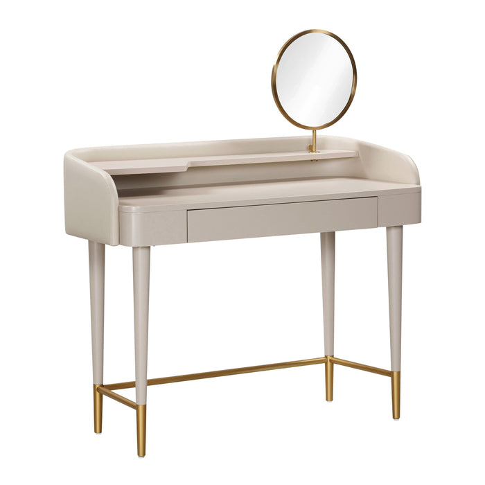 Penelope Taupe Vegan Leather Wrapped Vanity Desk image