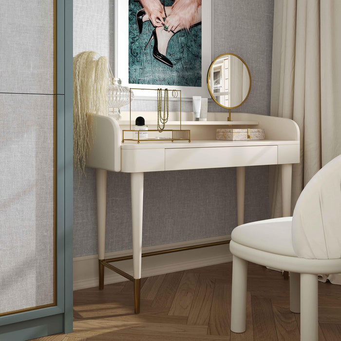 Penelope Cream Vegan Leather Wrapped Vanity Desk - Home And Beyond
