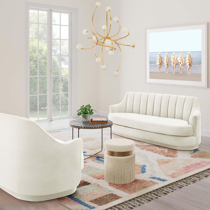 Peyton Cream Velvet Loveseat - Home And Beyond