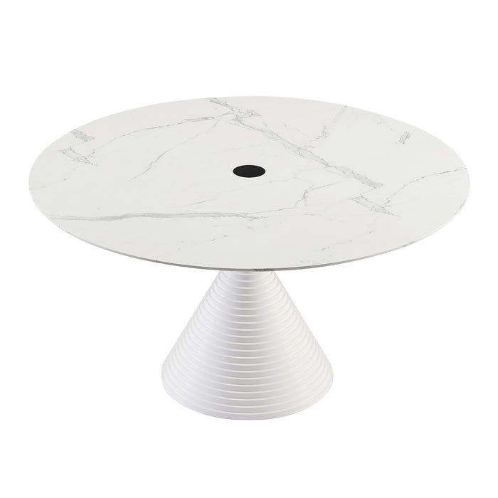 Piper White Round Dining Table - Home And Beyond