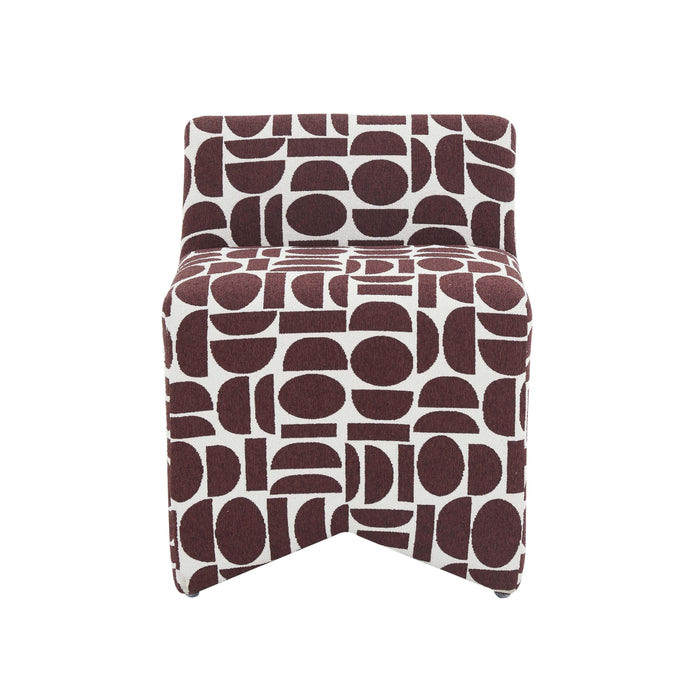 Pippa Merlot Geometric Jacquard Weave Stool - Home And Beyond