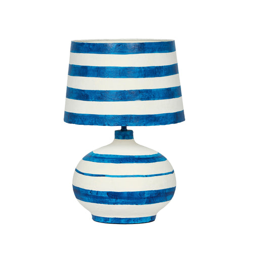 Positano Blue Striped Papier Mache Table Lamp image