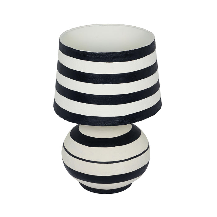 Positano Black Striped Papier Mache Table Lamp