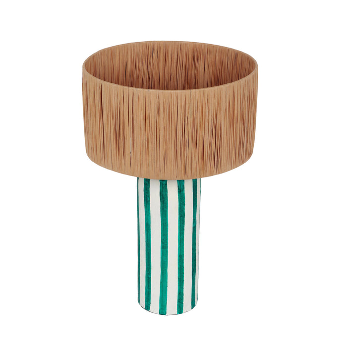 Ravello Green Striped Papier Mache Table Lamp