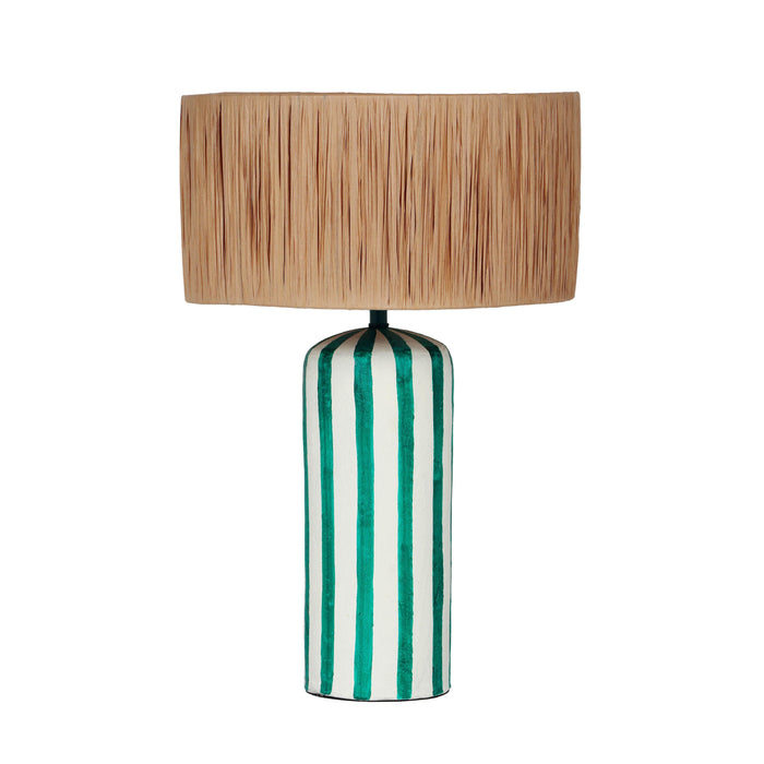 Ravello Green Striped Papier Mache Table Lamp image