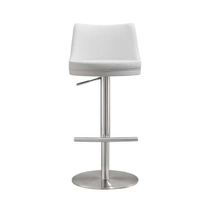 Reagan White and Silver Adjustable Stool - Home And Beyond