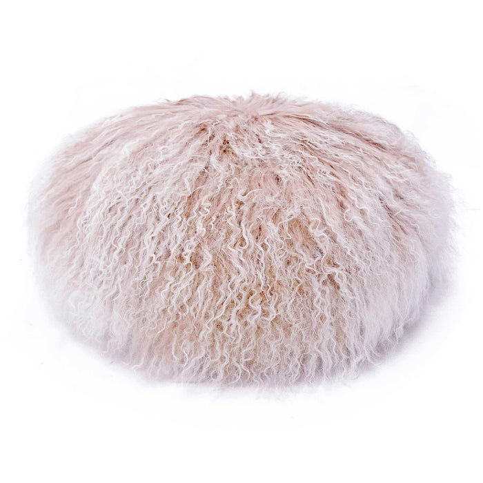 Ruby 16 Inch Genuine Tibetan Lamb Fur Round Pillow - Home And Beyond