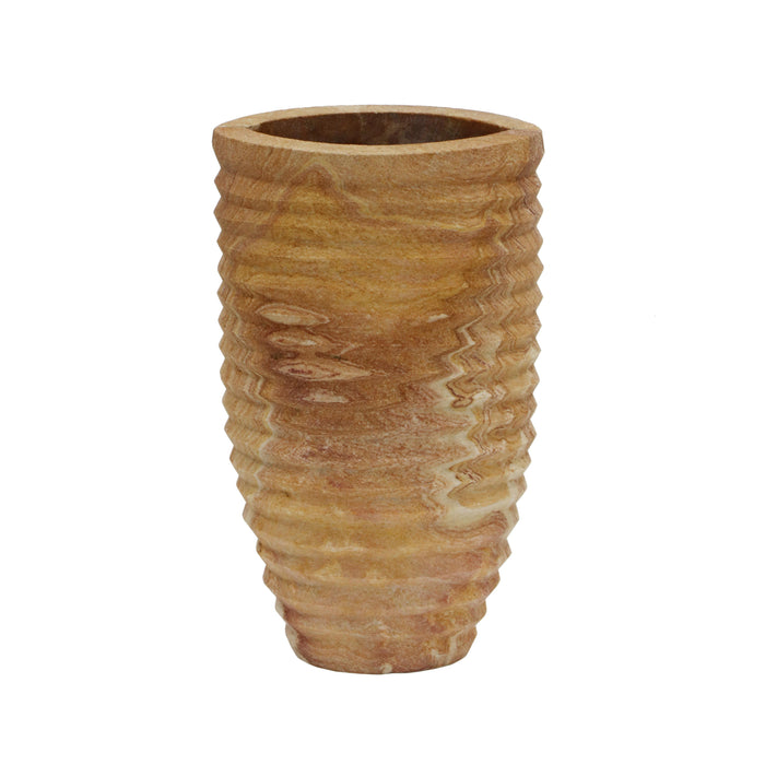 Saava Ribbed Stone Vase in Sandstone image