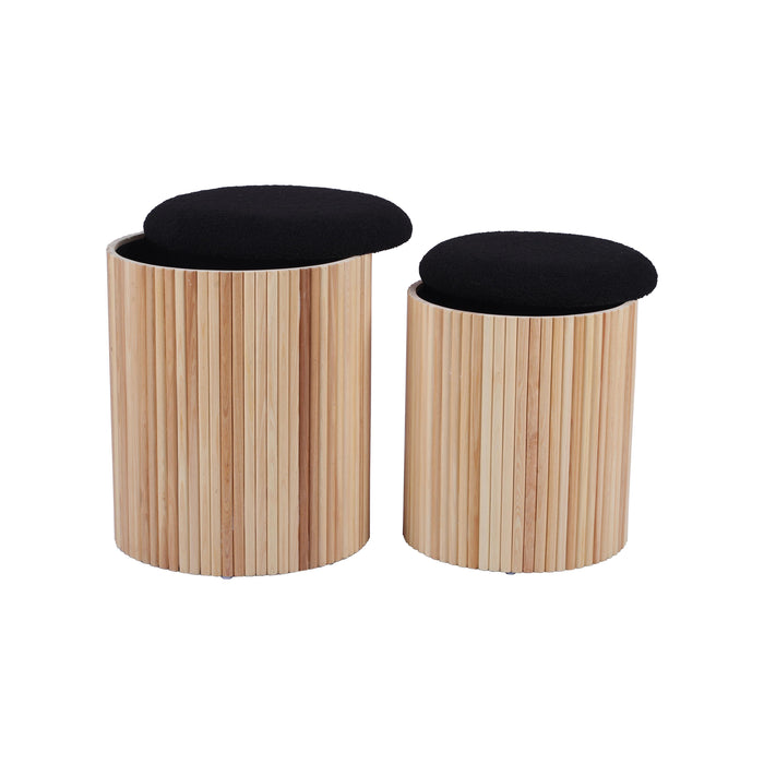 Sagano Black Nesting Storage Ottomans - Set of 2 - Home And Beyond