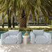 Saint Tropez Pearl and Blue Striped Stuffed Outdoor Armchair - Home And Beyond