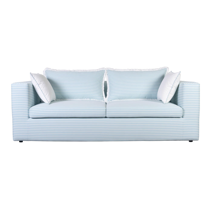 Salty Blue Striped Outdoor Sofa - Home And Beyond