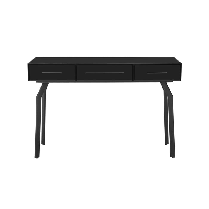 Santana Black Glass Desk Console Table - Home And Beyond