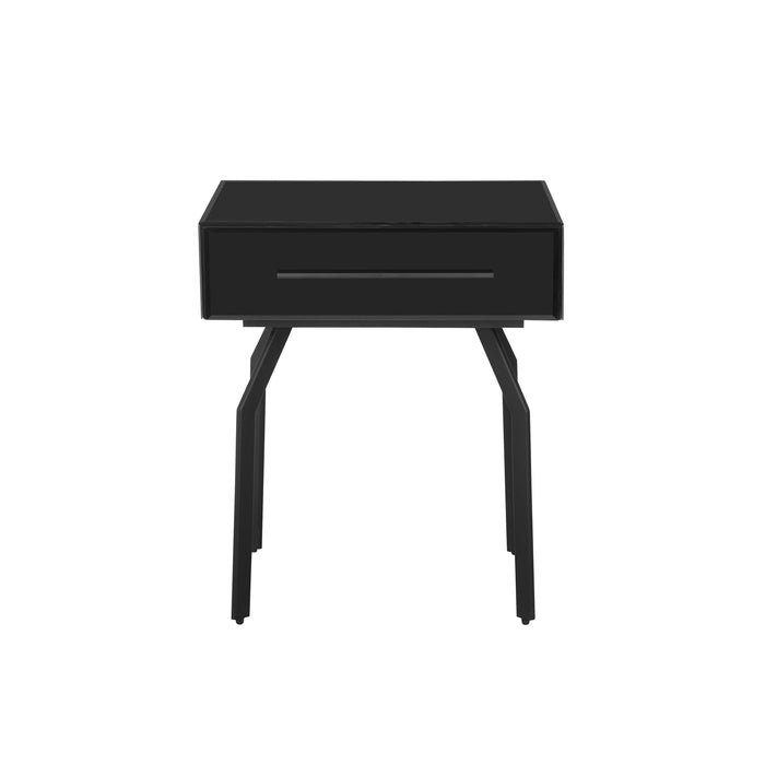 Santana Black Glass Side Table - Home And Beyond