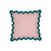 Scalloped Edge Blue and Pink Linen Throw Pillow image