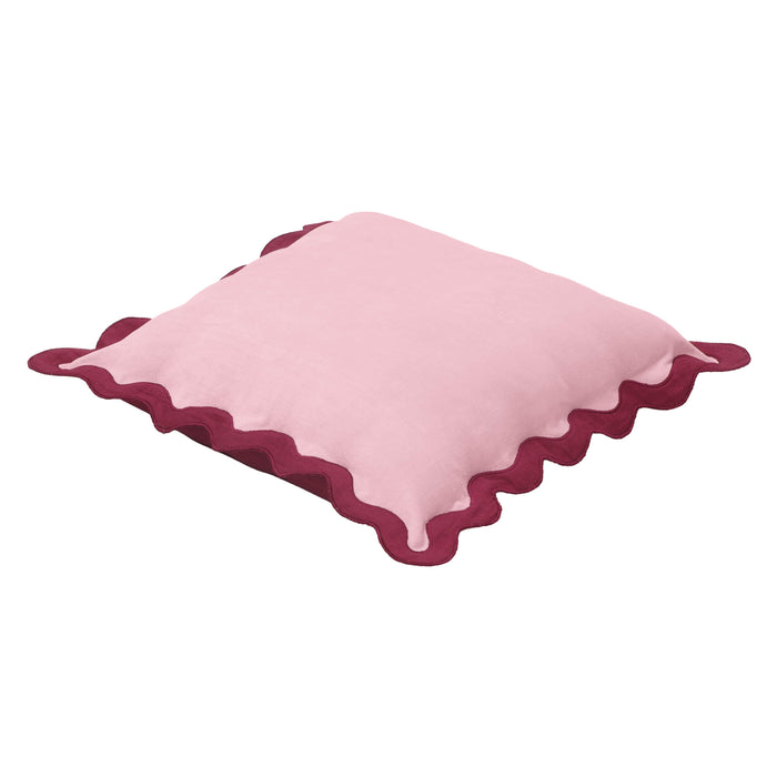 Scalloped Edge Magenta and Pink Cotton Velvet Throw Pillow - Home And Beyond