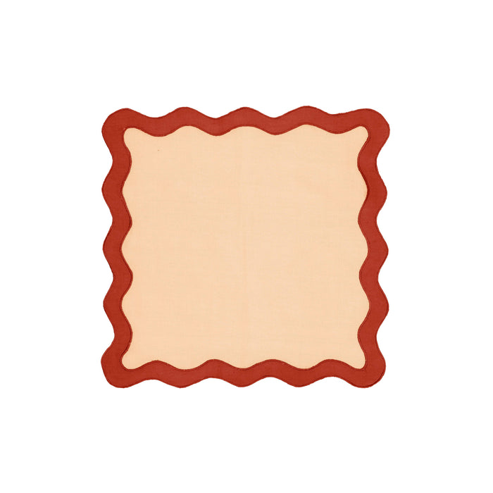 Scalloped Edge Rust Orange Linen Napkin - Set of 4 image