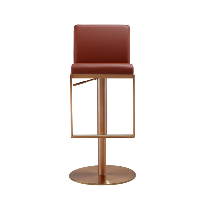 Sentinel Saddle Brown and Rose Gold Adjustable Stool - Home And Beyond