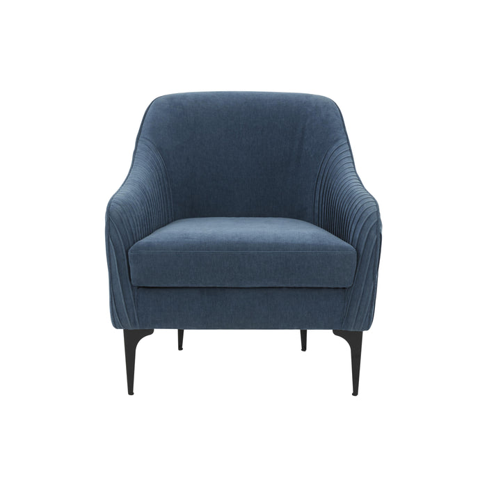 Serena Blue Velvet Accent Chair with Black Legs - Home And Beyond