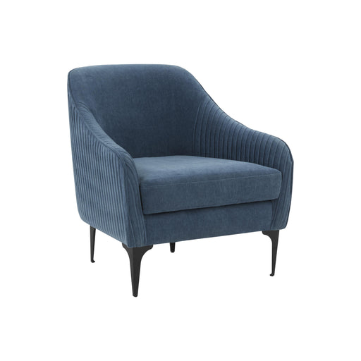Serena Blue Velvet Accent Chair with Black Legs image