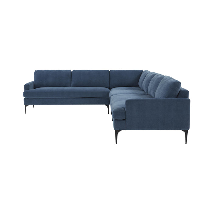 Serena Blue Velvet Large L-Sectional with Black Legs - Home And Beyond