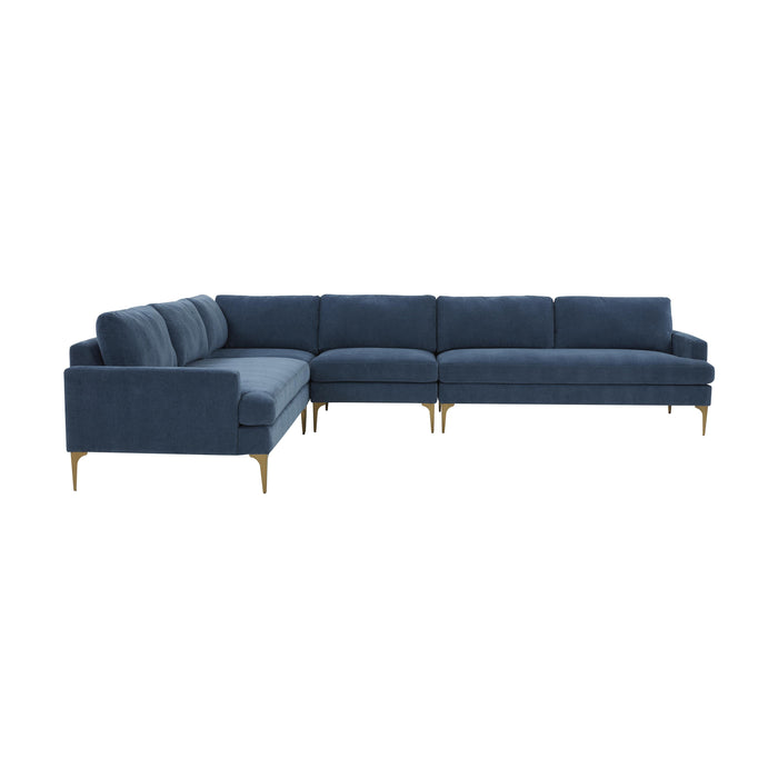 Serena Blue Velvet Large L-Sectional - Home And Beyond