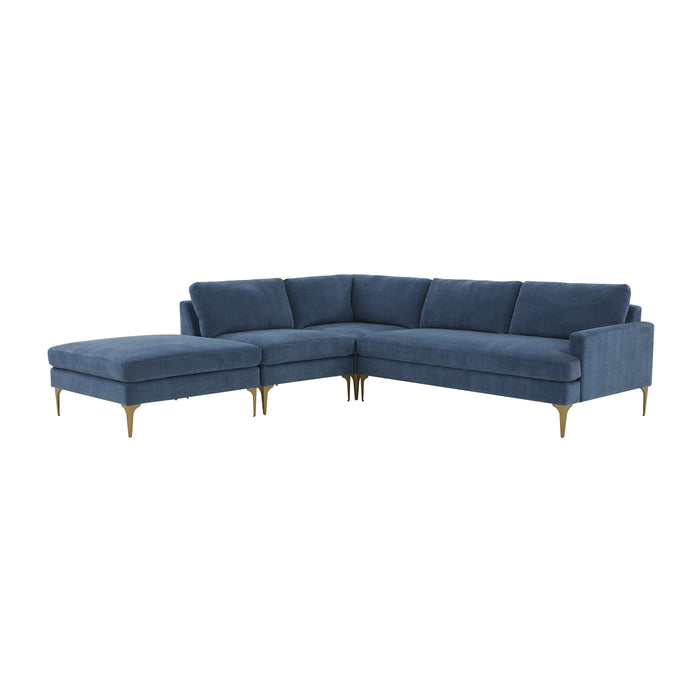 Serena Blue Velvet Large LAF Chaise Sectional image
