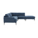 Serena Blue Velvet Large RAF Chaise Sectional with Black Legs - Home And Beyond