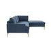 Serena Blue Velvet RAF Chaise Sectional - Home And Beyond