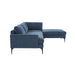 Serena Blue Velvet RAF Chaise Sectional with Black Legs - Home And Beyond