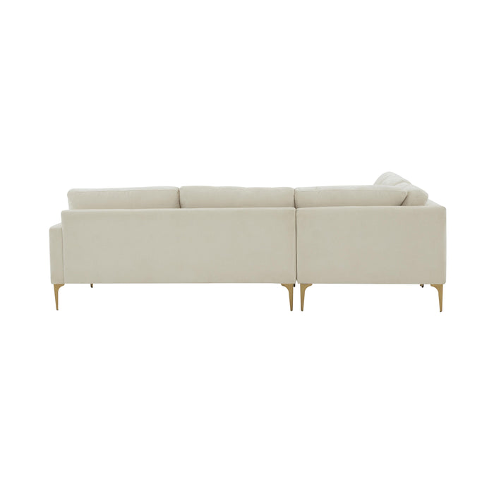 Serena Cream Velvet L-Sectional - Home And Beyond