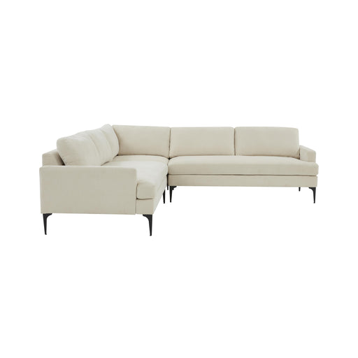 Serena Cream Velvet L-Sectional with Black Legs image