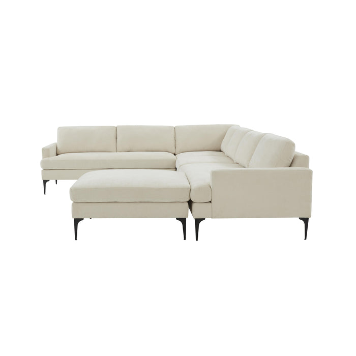 Serena Cream Velvet Large Chaise Sectional - Home And Beyond