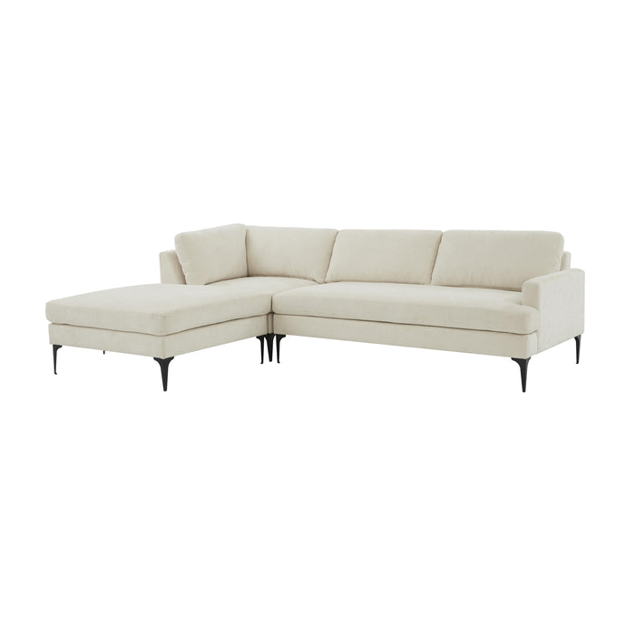 Serena Cream Velvet LAF Chaise Sectional with Black Legs image