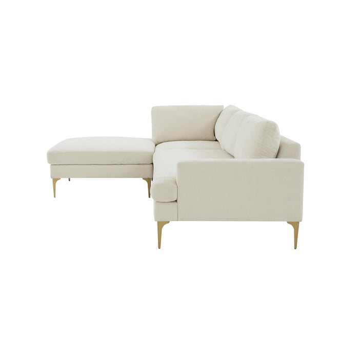 Serena Cream Velvet LAF Chaise Sectional - Home And Beyond