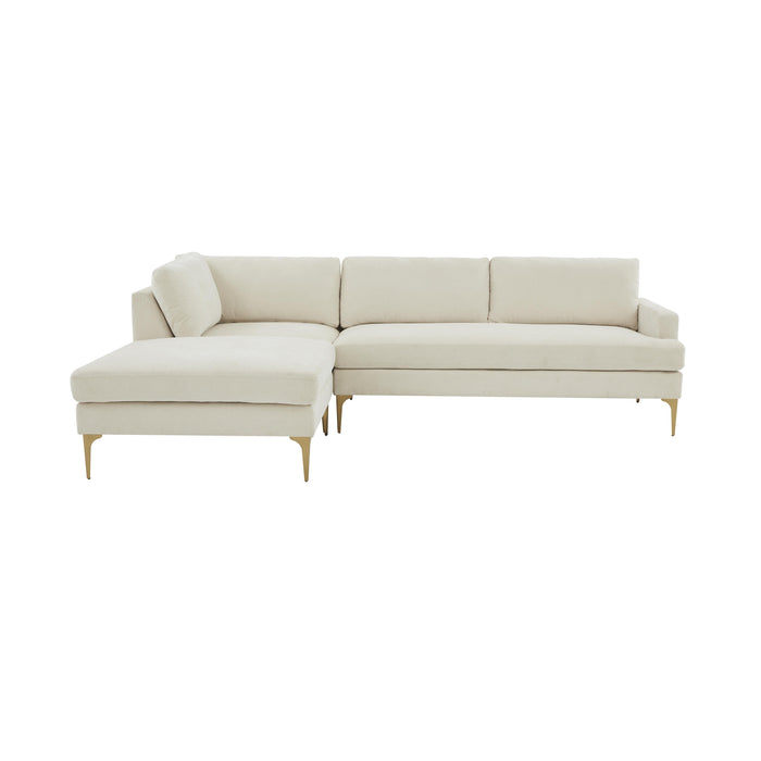 Serena Cream Velvet LAF Chaise Sectional