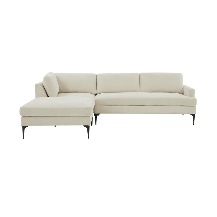 Serena Cream Velvet LAF Chaise Sectional with Black Legs - Home And Beyond