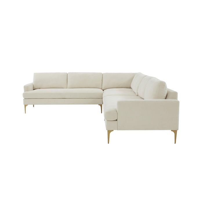 Serena Cream Velvet Large L-Sectional - Home And Beyond