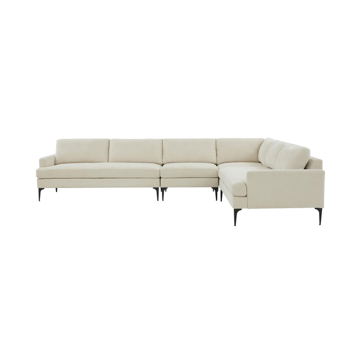 Serena Cream Velvet Large L-Sectional with Black Legs - Home And Beyond