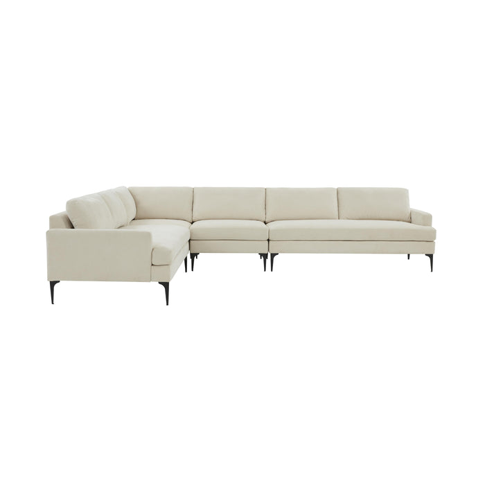 Serena Cream Velvet Large L-Sectional with Black Legs - Home And Beyond