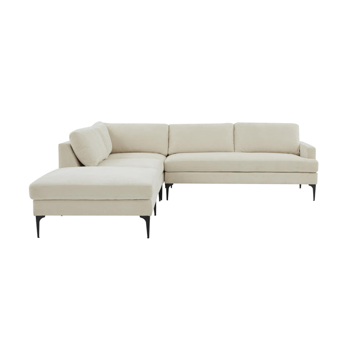 Serena Cream Velvet Large LAF Chaise Sectional with Black Legs - Home And Beyond