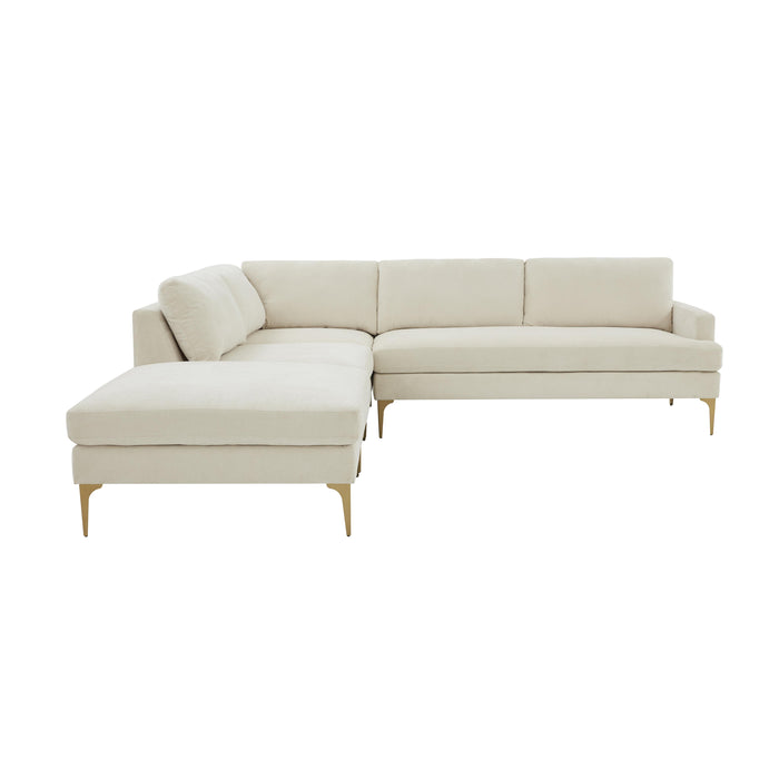 Serena Cream Velvet Large LAF Chaise Sectional - Home And Beyond