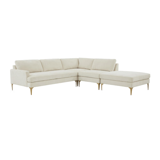 Serena Cream Velvet Large RAF Chaise Sectional image