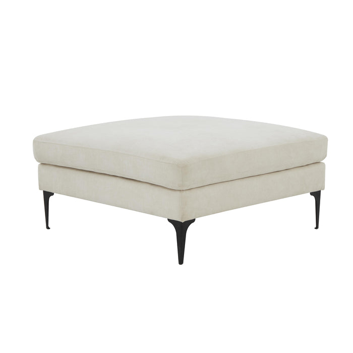 Serena Cream Velvet Ottoman with Black Legs image