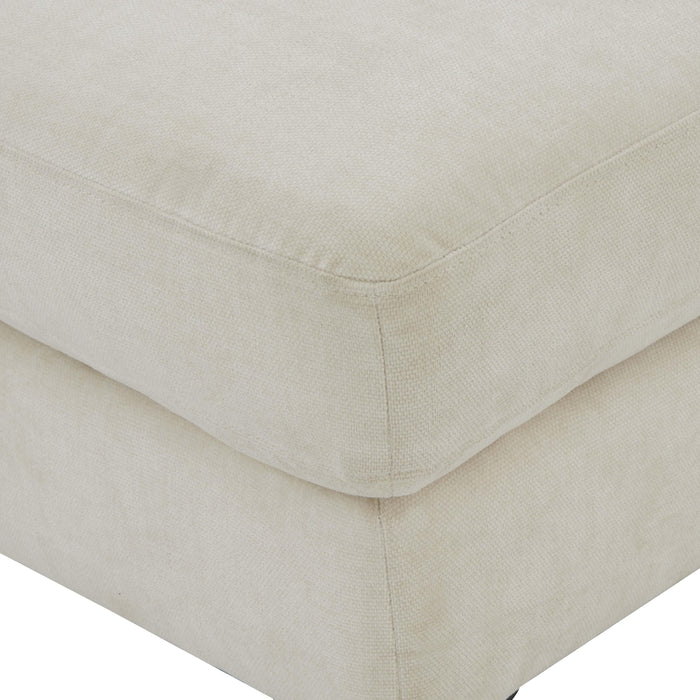 Serena Cream Velvet Ottoman with Black Legs - Home And Beyond